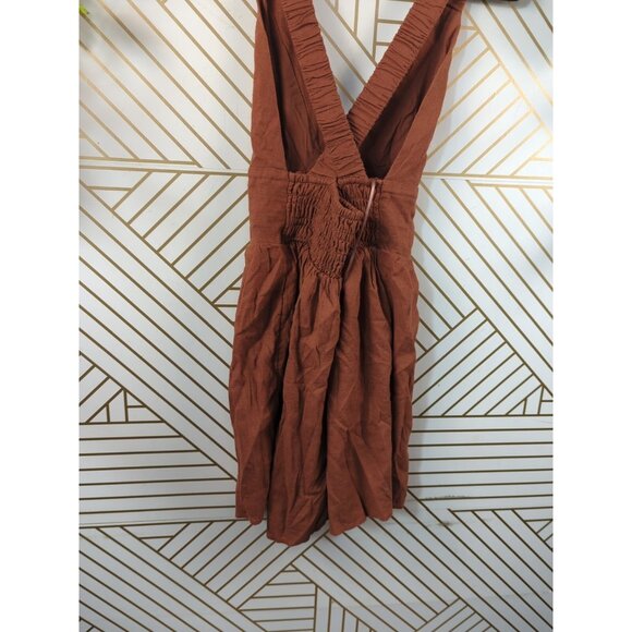 ABERCROMBIE & FITCH Women's Linen Scrunchie Strap Skort Brown Cross Back XS - Picture 5 of 9